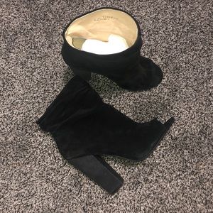 Kristin Cavallar black open toed heels.